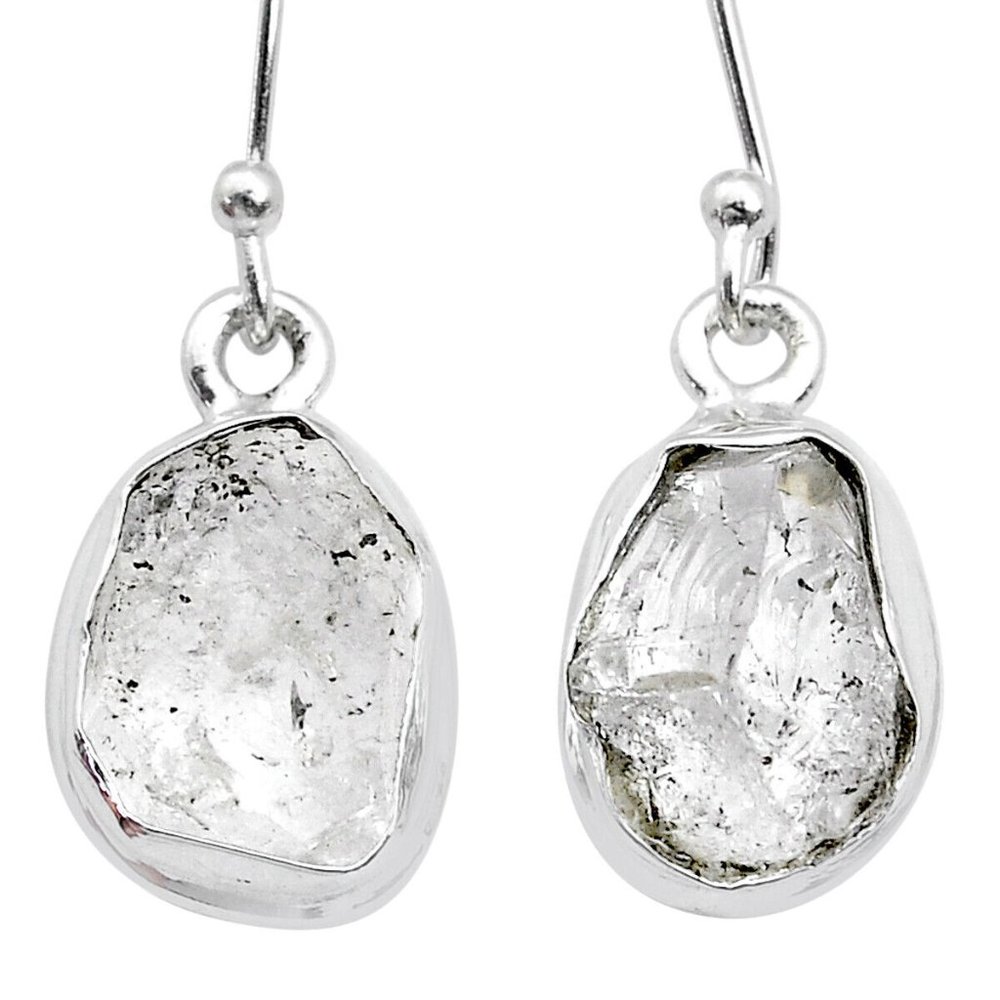 Handcrafted White Herkimer Diamond Sterling Silver Dangle Earrings, NWT